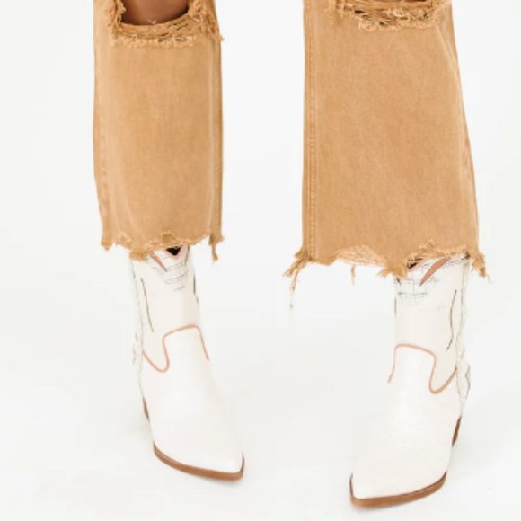 DOLCE VITA Loral Western Boot Ivory Croco Print Leather Size 8 US - Picture 3 of 7